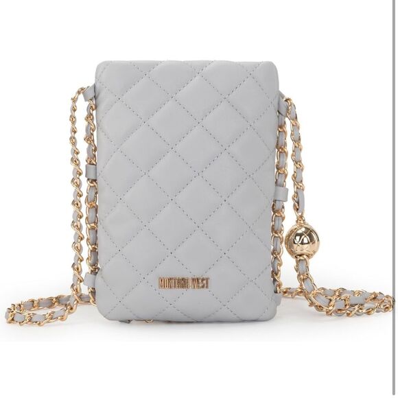 Montana West Crossbody Purse Gray Small Teddy Bear Quilted Bag Chain Strap SM3 - Picture 5 of 9